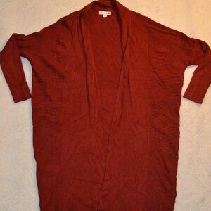 Zenana Outfitters rust red cardigan, longline open front knit sweater szM